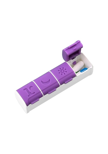 4 Bölmeli İlaç Kutusu Magnet Özellikli Mavi