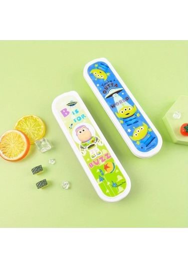 Fastbuy 3 Adet Buzz Lightyear Paslanmaz Çelik Çatal Seti, Yabancı Uzay Temalı Kamp Piknik İçin Dayanıklı Hediye Ahşap Çatalla Ahşap