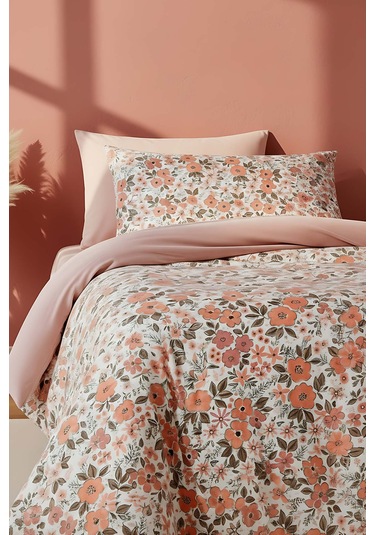 Pembe Bahar Çift Kişilik Naturel İpeksi Nevresim Takımı Pembe