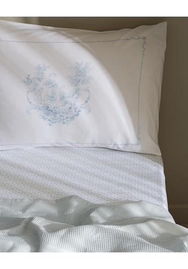 Mathilda Tek Kişilik %100 Pamuk Karde Düz Pike Takımı - Açık Mavi 8684427195352 Mavi