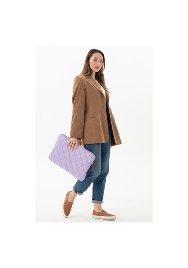 Kapitone Laptop Kılıfı 15.6 & 16 İnç Lila