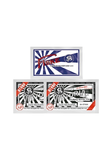 Viktoria Kumaş Boyası Siyah 2 Adet + Fiske Sabitleme 1 Adet 30 CC