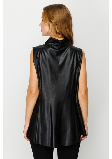 On Dik Yaka Siyah Kadın Süveter 23224311 001