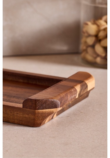 Akasya Sunumluk Kulplu 24x12 Cm Kahverengı Kahverengi