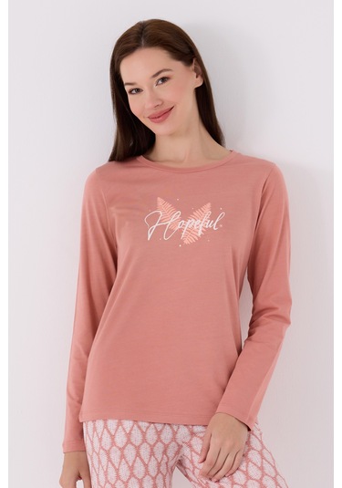 Arnetta 3071 Uzun Kol Kadın Pijama Takımı Pembe