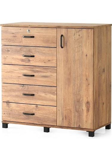 Buket Dolaplı 5 Çekmeceli Şifonyer 94x45x95 Demonte 001