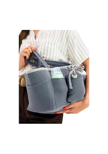 Miniboni Müslin Anne Organizer Çanta - Gri Standart Gri