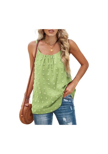 Yeşil Yaz Kadın Kaşkorse Yular Yuvarlak Yaka Ponpon Kolsuz Ayarlanabilir Kaşkorse Kadın Fanila