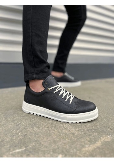 Tb152 Cool Bağcıklı Cilt Erkek Günlük Spor Klasik Ayakkabı Cbt - Siyah Siyah