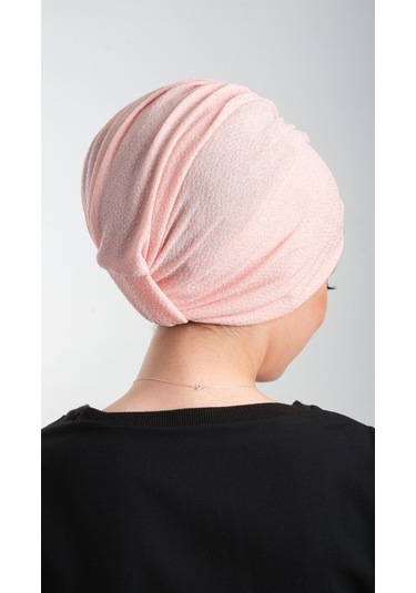 Pudra Pratik Hazır Geçmeli Tesettür Bone Fukuro Simli Büzgülü 211 Pudra