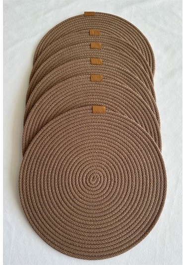 Yuvarlak Amerikan Servis Sofra Altlığı, Masa Dekoru Supla 33x33 6lı Kahverengi