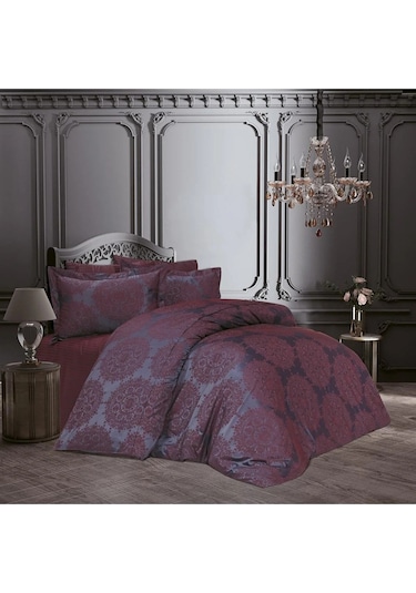 Tiara Bambu Jakar Kumaş Bordo Çift Kiş. Nevresim Takımı 6 Parça - 1194 Renkli