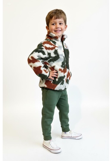 Fermuarlı Polar 3lü Takım Haki