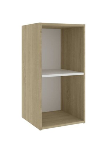 Tdesıgno Ay Televizyon Sehpası - Ünitesi -kitaplık-meşe Beyaz 72 Cm 2 Raflı Meşe - Beyaz