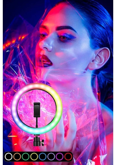Thentech Fotoğraf Video Vlog Özçekim Selfie İçin Rgb Ring Tripolu Led