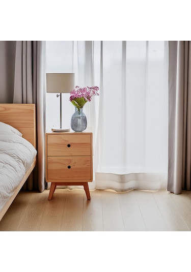 Modern Doğal Ahşap 2 Çekmeceli Komodin 1. Sınıf Masif Çam Ağac...