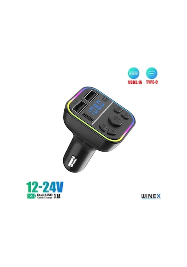 Winex G39 Fmhandsfree Bluetooth Modülatörmp3 Type-c Araçşarjaleti