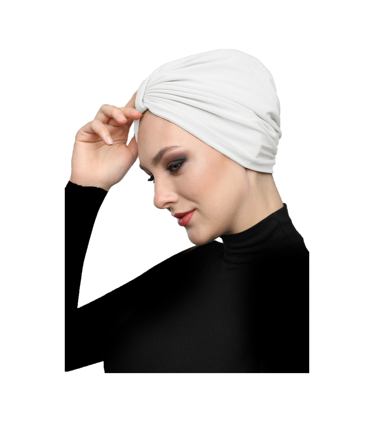 Kelebek Astarlı Krem Hazır Türban Tesettür Havuz Bonesi Krem