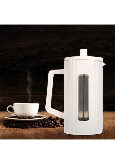 Suntek Fransız Presleme Cezve Kahve Su Isıtıcısı Beyaz-600ml Beyaz