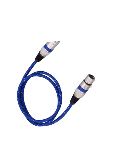 Lemestar Mikrofon Ses Kablosu: Xlr Erkekden Dişeye, 3 Pin Denge, Nilon Örgü, Dayanıklı Mavi, 1 Metre Amfi, Mikser, Sahne Ses