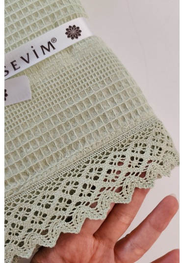 Tek Kişilik Dantelli Waffle Pike-160x230 Cm-petek Pike Fıstık Yeşili