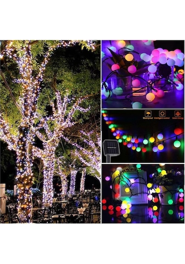 Güneş Enerjili 8 Modlu Dış MekanKamp Bahçe Ağaç Led Işık 50 Led 7 M