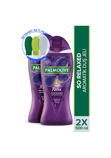 Palmolive Aroma Sensations So Relaxed Aromatik Banyo ve Duş Jeli 500 ml x 2 Adet + Seyahat Kiti Hediye