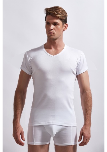 Josejuan 3'lü Erkek Atlet Yarım Kollu V Yaka %100 Pamuk Ribana 3206-siyah - Beyaz - Gri Melanj