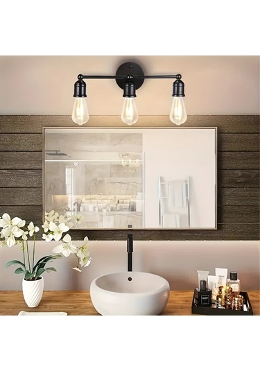 Xuweiwei 1 Adet Modern Vintage Endüstriyel Siyah Duvar Sconce Basit Gomulu Metal Alet E26 E27 Ampul Uygun Oturma Odasi Yatak Odasi Makyaj Masasi Otel Kafe Dekoru Ahşap