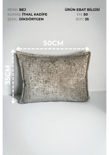 Kırlent İthal Kadife Kumaş - 35x50cm Yumuşak Dokulu Dekoratif Özel Tasarım Kırlent Kılıfı Bej