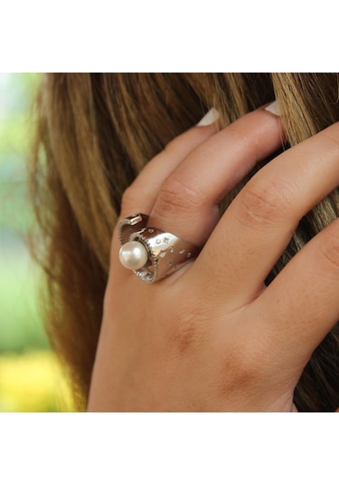 925 Ayar Gümüş 9 Tasarım Incili Yüzük (552867457)