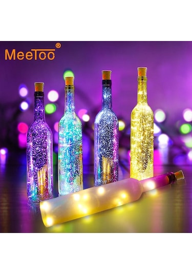 Mavi Mantarlı Şarap Şişesi Işıkları Led Dize Işık Bakır Tel Peri Çelenk Işıkları Noel Tatili Parti Düğün Dekorasyon 1m 10leds Mavi