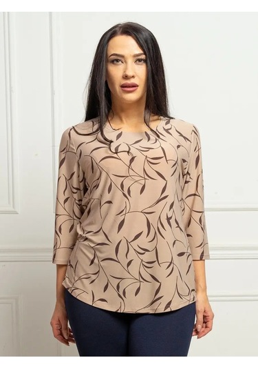 Velurteks 3/4 Kollu Ofis Günlük Bluz 53649421 Bej
