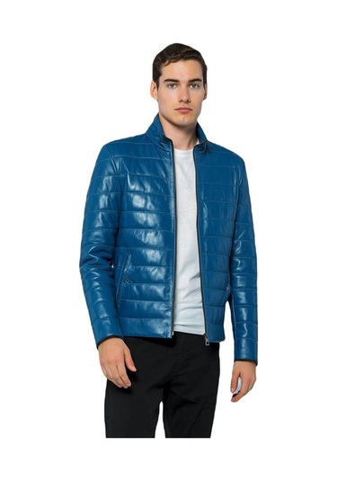 Basics&more Erkek Şişme Hakiki Deri Ceket - 8488 001