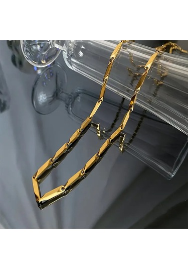 Gold Küp Model Unisex Kararmaz Yüksek Kalite Çelik Kolye&bileklik Gold