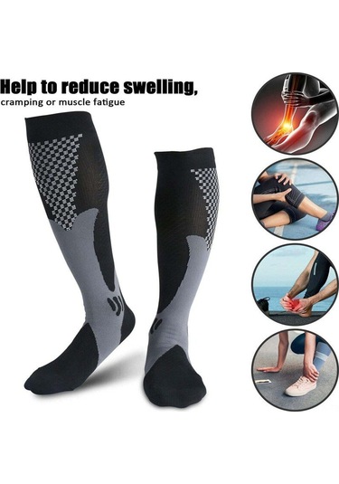 Xindoker Erkek Kadın Spor Koşu Yoga Kompresyon Çorapları, Sudoruzluk Ve Koku Engelleme, Uzun Bilek, Siyah, Esnek Ve Dayanıklı Siyah