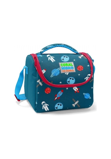 Coral High Lacivert Kırmızı Astronot Baskılı Ilkokul Beslenme Çanta