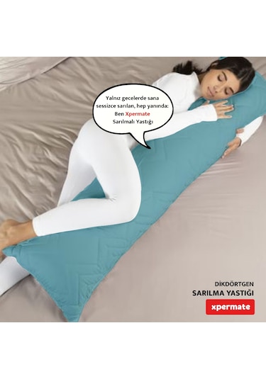 Xpermate Sarılma Yastığı, Bacak Arası Yastığı Dikdörtgen Açıkmavi