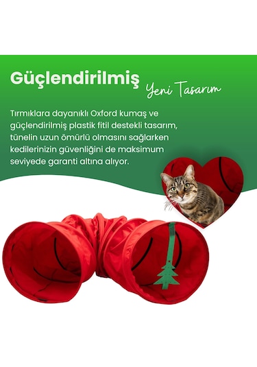 Miyav Kırmızı Renkli Uzun Kedi Tüneli 125 Cm