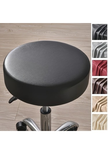 Elmpaly Siyah Esnek Deri Tabure Kılıfı - Dayanıklı, Kolay Temizlenir, Oturma Odası Ofis Siyah