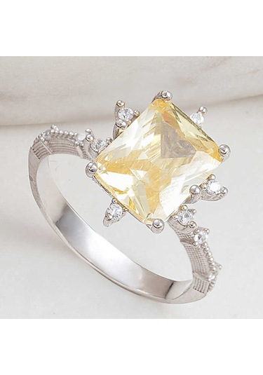 Casera's Gümüş Sarı Zirkon Taşlı Kadın Yüzük Csr2185308 Gümüş