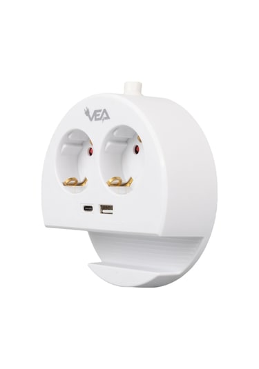 Vea VE-G1102C 2li Usb + Type-c Girişli Telefon Standlı 1.5 Metre Grup Priz