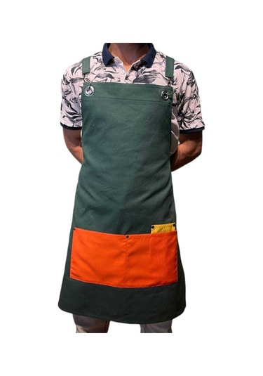 Koyu Yeşil Yeni Sezon Trend Çapraz Askılı Önlük Barista Garson Koyu Yeşil