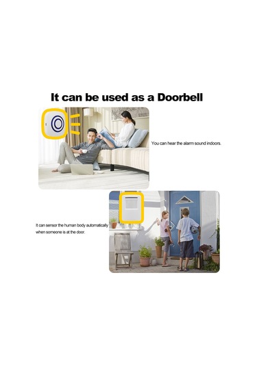 Samdoo Beyaz Akıllı Pır Sensörlü Zili - 1 Alıcı + 2 Sensör, 70m Menzil, 38 Müzik Seçeneği, 110v-240v Avrupa Standartı Pil Dahil Değil Beyaz