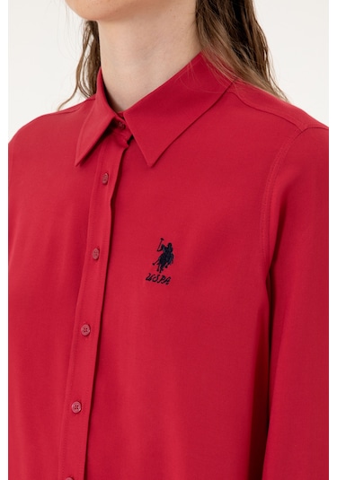 U.s. Polo Assn. Kadın Gömlek Desenli 50316429-vr104 Koyu Frambuaz/dark Raspberry