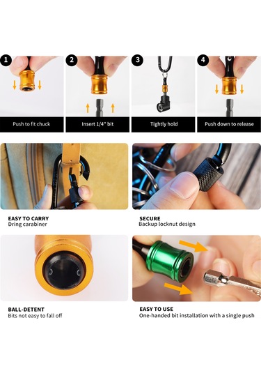 Youtek Alüminyum Anahtar Zinciri Uzatma Çubuğu Seti: 6 Renkli + Siyah Dağcı Kanca Ve 105 Derece 1/4" Boru Açı Adaptörü