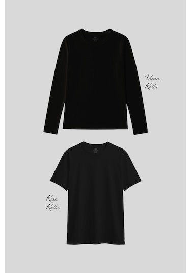 Tommylife Basic O Yaka 2li Paket Siyah Kadın T-shirt Siyah