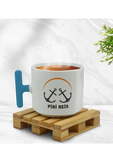 Bk Gift Kişiye Özel Tekne Marin Ve Denizcilik Tasarımlı Mavi T Kulplu Middle Kupa-2, Arkadaşa Hediye Kobitmeyencom33406 Bk Gift