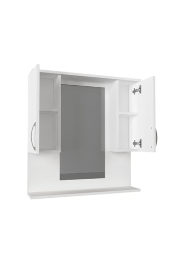 Dekorister Tiger Aynalı Banyo Etajer Beyaz Çok Renkli