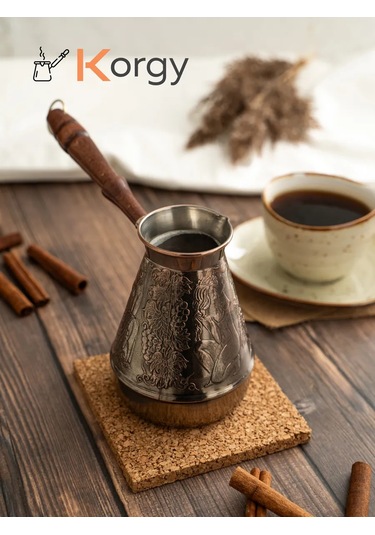 Korgy Türk Kahvesi Cezvesi Bakır Cezeva İle Kaşık 600 Ml 305326286